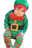 Baby Boys Long Sleeve Romper Stripe Leg Warmer Christmas Elf Costume