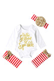 Baby Girls Long Sleeve Romper Stripe Leg Warmer Christmas Costume White