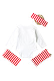 Baby Girls Long Sleeve Romper Stripe Leg Warmer Christmas Costume White