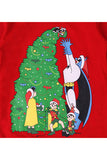 Pyjama Enfant Manches Longues Imprimé Sapin de Noël Bande Dessinée Dessin Animé Rouge