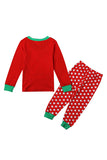 Long Sleeve Santa Claus Print Polka Dot Kids Girls Christmas Pajama Red