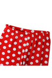 Long Sleeve Santa Claus Print Polka Dot Kids Girls Christmas Pajama Red