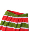 Long Sleeve Cartoon Santa Print Stripe Kids Boys Christmas Pajama Green