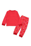 Long Sleeve Christmas Tree Snowflake Print Kids Girls Pajama Red