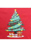 Long Sleeve Christmas Tree Snowflake Print Kids Girls Pajama Red