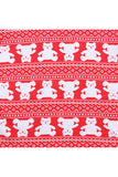 Crew Neck Long Sleeve Bear Print Kids Girls Christmas Pajama Red