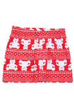 Crew Neck Long Sleeve Bear Print Kids Girls Christmas Pajama Red