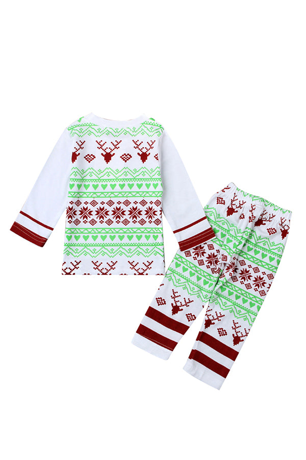 Cute Long Sleeve Reindeer Print Christmas Baby Pajama Green