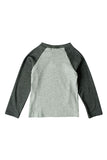 Long Sleeve Color Block Reindeer Print Kids Boys Christmas T Shirt Gray