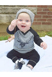 Long Sleeve Color Block Reindeer Print Kids Boys Christmas T Shirt Gray