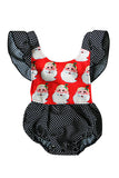 Infant Baby Girls Sleeveless Romper Christmas Santa Print Costume Red