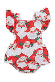 Cute Baby Girls Sleeveless Romper Christmas Santa Print Costume Red