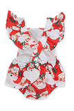 Cute Baby Girls Sleeveless Romper Christmas Santa Print Costume Red