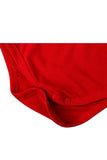 Cute Long Sleeve Color Block Santa Print Christmas Baby Girls Romper Red
