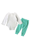 Santa Littler Help Dog Print Stripe Infant Boys Christmas Romper Green