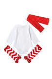 Christmas Infant Girls Reindeer Print Romper+Stripe Leg Warmers Red