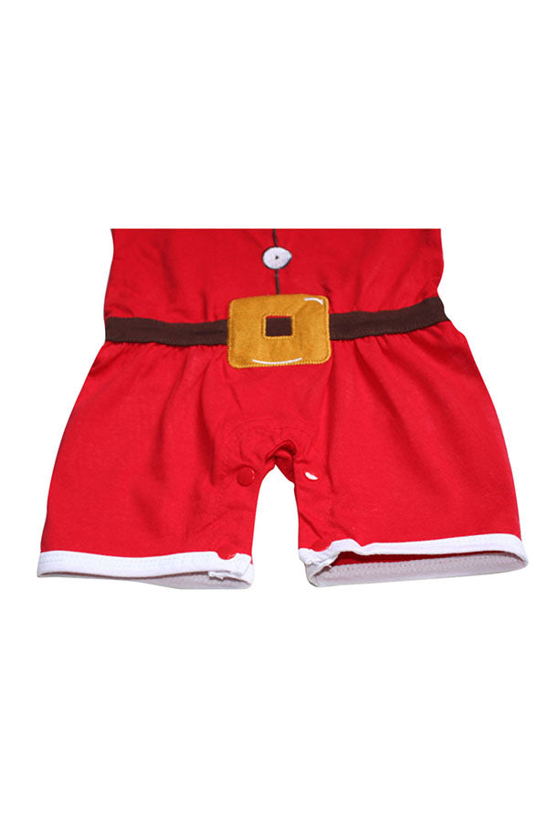 Cute Short Sleeve Christmas Santa Romper Costume For Baby Boys Red