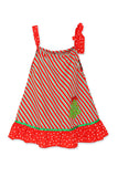 Cute Sleeveless Stripe Polka Dot Christmas Dress For Kid Girls Red