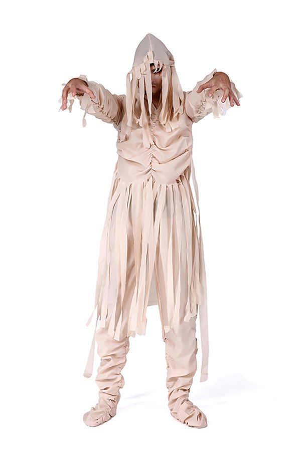 Funny Festival Cosplay Mummy Mens Scary Halloween Costume Beige White