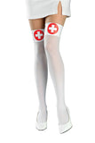 Sexy Doctor Nurse Knee High Stockings For Halloween Party White