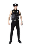 Cool Party Cosplay Halloween Police Officer Cops Costume For Men Black
