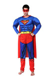 Cool Muscular Superhero Superman Halloween Costumes For Mens Blue