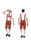 Fancy Lederhosen Halloween Bavarian Beer Oktoberfest Men Costume Khaki