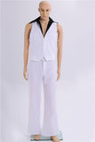 Halloween Cosplay Rock Roll King Pop Chanteur Danseur Mens Costume Blanc