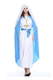 Halloween Cosplay Christ Virgin Mary Halloween Costume For Women Blue