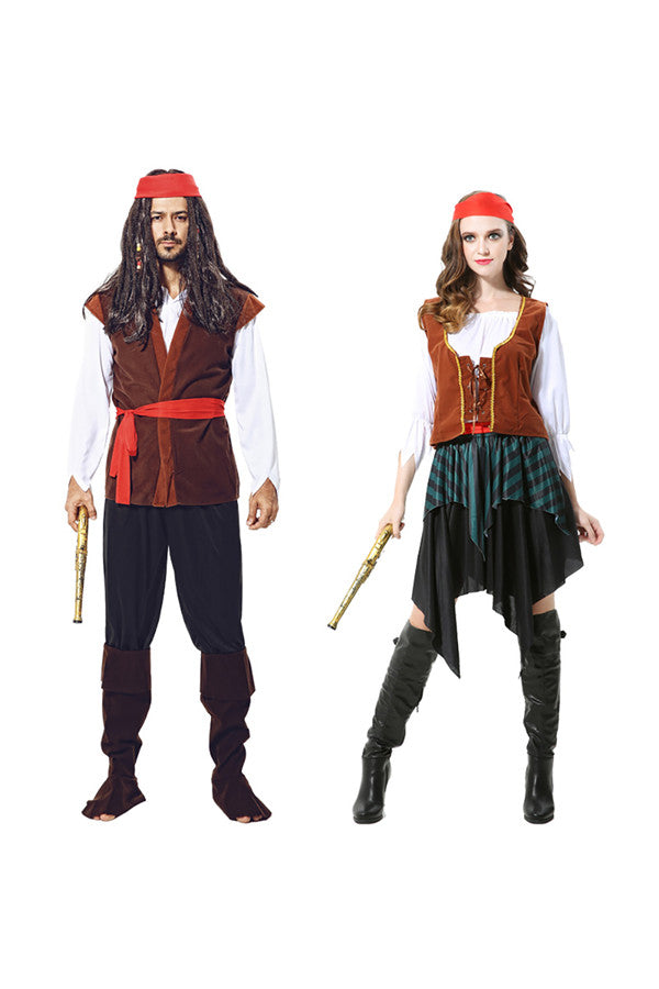 Halloween Party Fantaisie Pirates Des Caraïbes Costume Pour Hommes Café