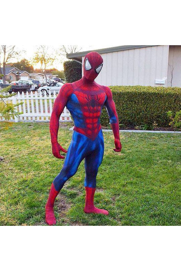 Halloween Mens Superhero Muscular Spider-Man Zentai Costume Red