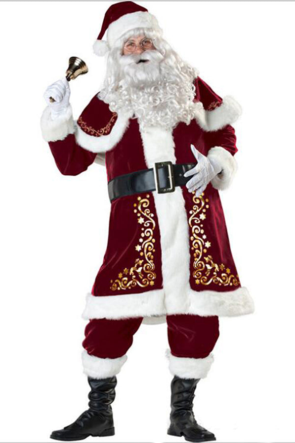 High Quality Plus Size Mens Christmas Santa Claus Costume Red