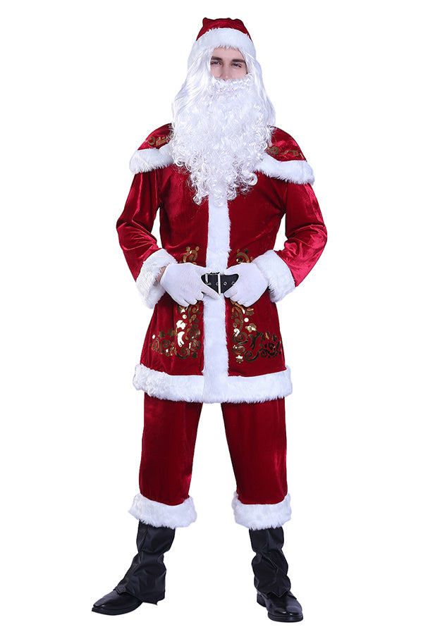 High Quality Plus Size Mens Christmas Santa Claus Costume Red