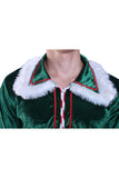 Fashion Plus Size Fur Mens Christmas Santa Helper Elf Costume Green