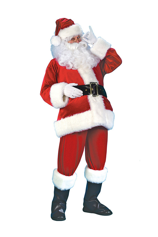 Best Fur Christmas Mens Santa Claus Costume Red