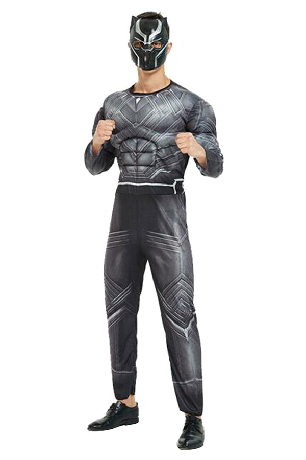 Halloween Mens Black Panther Jumpsuit Costume