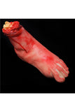 Practical Joke Horror Fake Bloody Cut Foot For Halloween Decor Red
