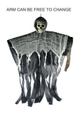 Floating Creepy Realistic Hanging Ghost Skull For Halloween Decor Gray