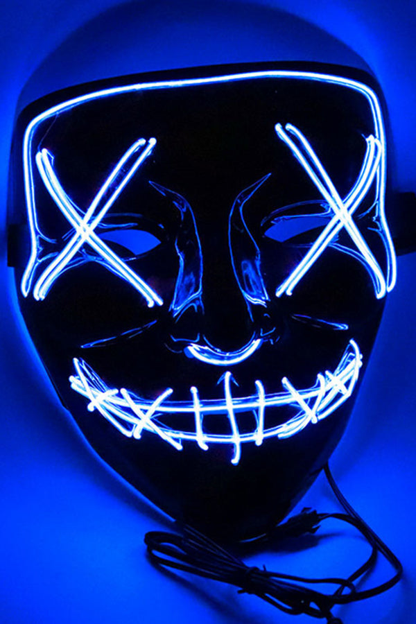 Scary Halloween LED Light Up Purge Headpiece Blue
