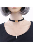 Gold Fashion Flannelette Alloy Double Layered Choker Bar Necklace