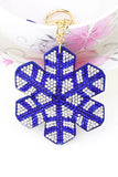 Mode Noël Strass Flocon De Neige Pendentif Gland Porte-clés Bleu