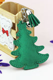 Mode strass arbre de Noël pendentif pompon porte-clés vert