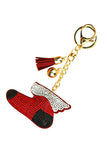 Fashion Rhinestone Christmas Stocking Pendant Tassel Keychain Red