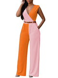 Pinkqueen Womens Wide Leg Jumpsuit V Neck Sleeveless Long Romper