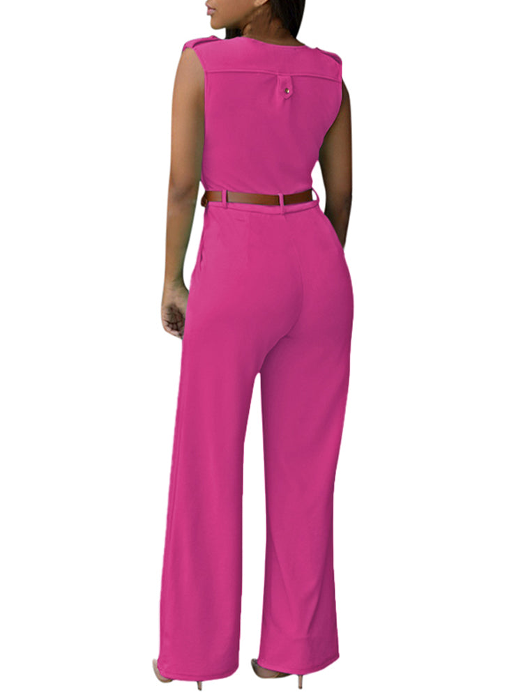 Pinkqueen Womens Wide Leg Jumpsuit V Neck Sleeveless Long Romper –  PinkQueenShop