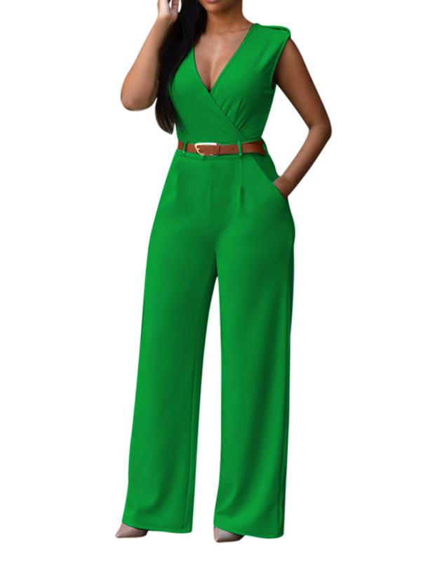 Pinkqueen Womens Wide Leg Jumpsuit V Neck Sleeveless Long Romper –  PinkQueenShop