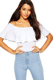 Sexy Ruffle Off Shoulder Top Bodysuit White