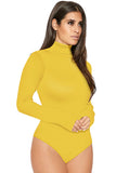 Womens Mock Neck Plain Long Sleeve Slimming Bodysuit Black