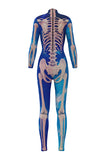 Fancy Full Body Skeleton Bodysuit Adult Halloween Costume Blue