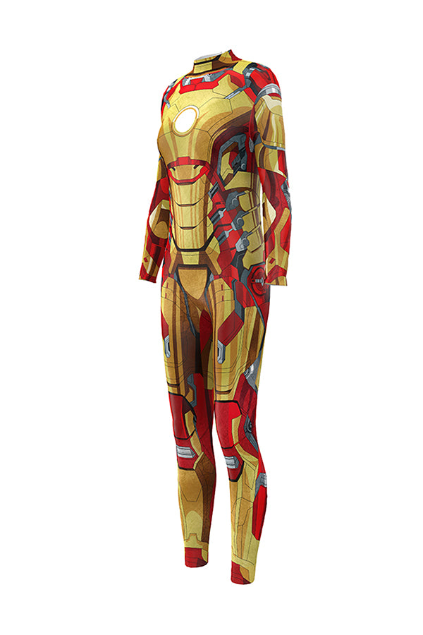 Fancy Movie Iron Man Bodysuit Halloween Superhero Costume Gold